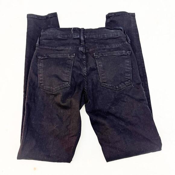 Frame Le Skinny de Jeanne Black Denim Jeans Gold Button Size 24 - Picture 5 of 9